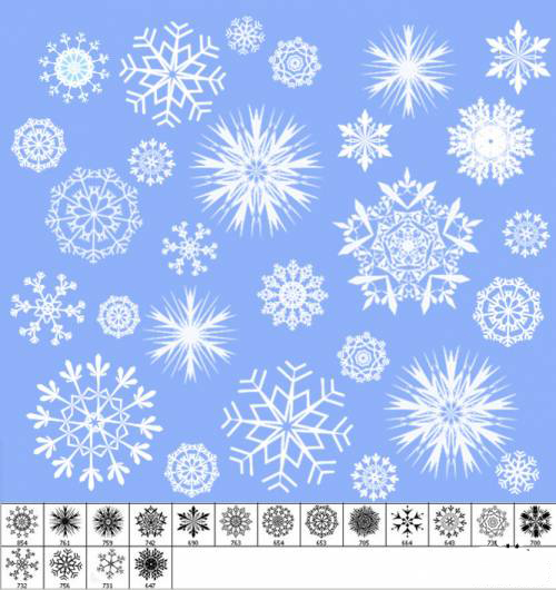 高清晰薄雪花PS笔刷