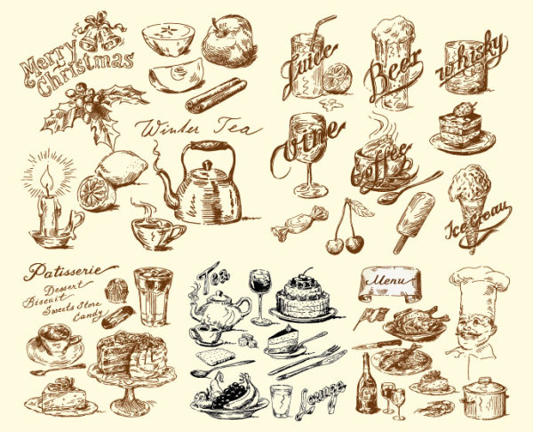 手绘饮食矢量素材