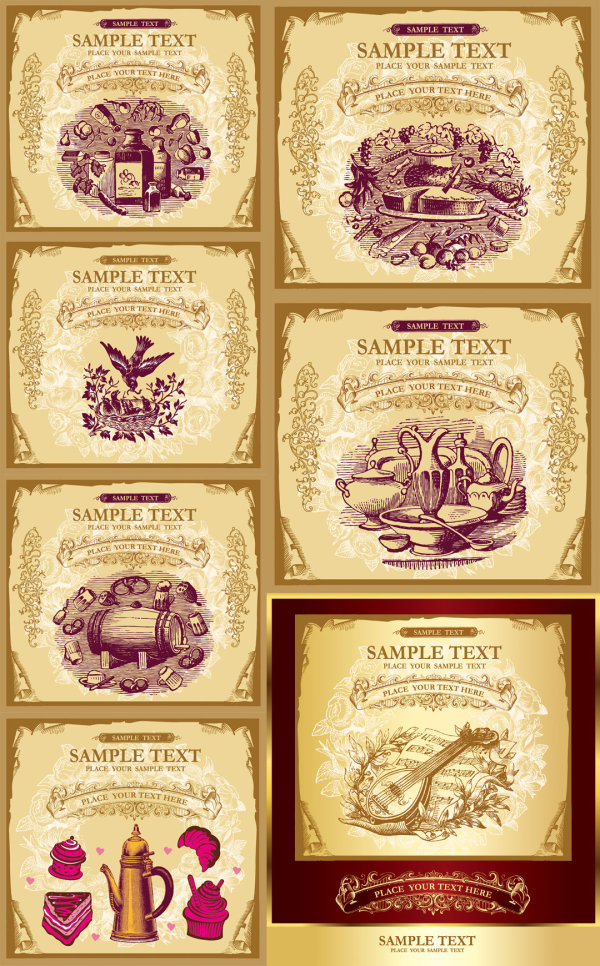   复古生活元素矢量素材  