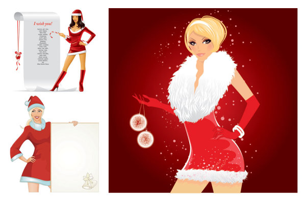 圣诞女郎矢量素材