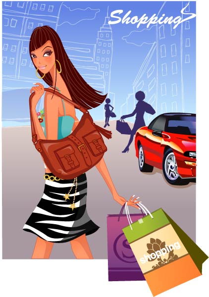 时尚女性购物素材6