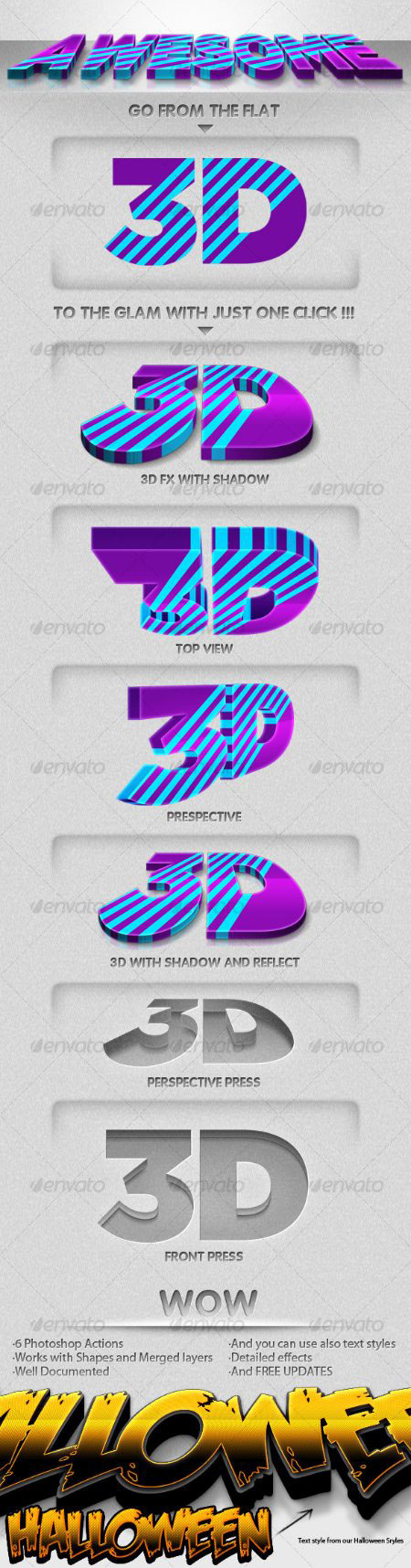 3D立体字ps动作（含psd素材）