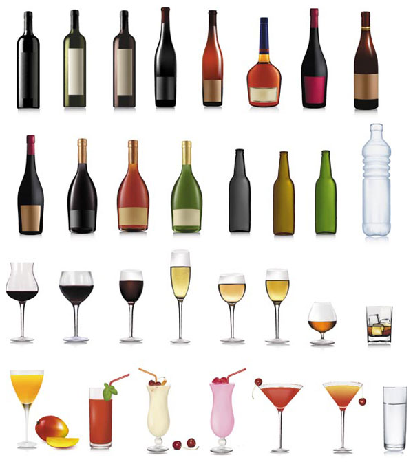 酒瓶与高脚杯03&mdash;&mdash;矢量素材