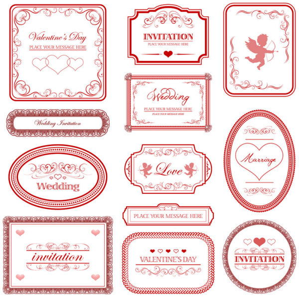 欧式爱情花纹边框&mdash;&mdash;矢量素材