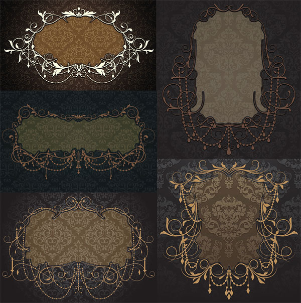 欧式华丽边框底纹矢量素材