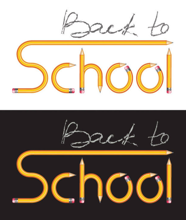 铅笔组成的school矢量素材