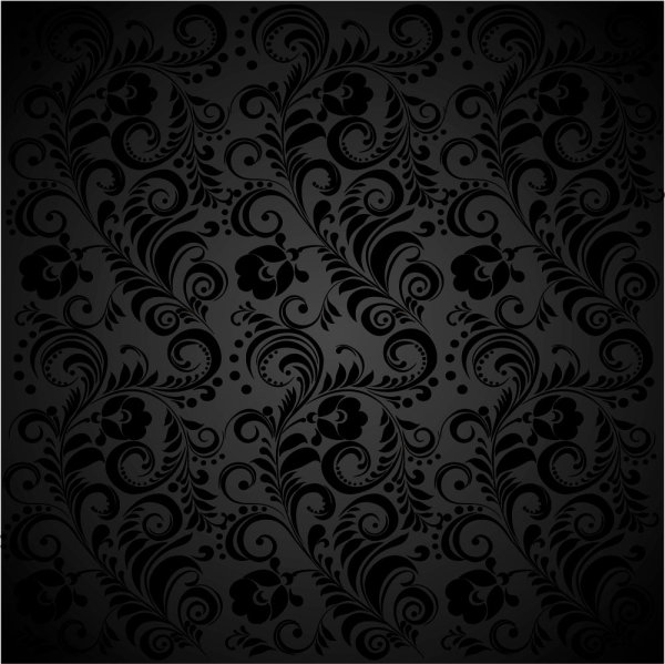 黑色背景花卉图案02&mdash;&mdash;矢量素材