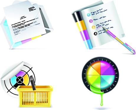 打印机相关元素图标矢量素材