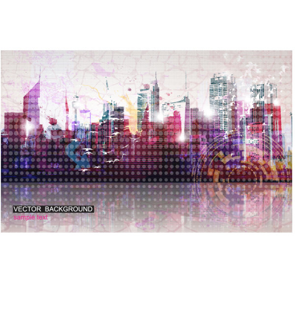 现代城市剪影矢量素材