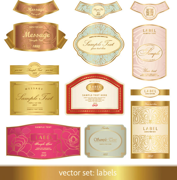 Gorgeous classic bottle labeling 03 - vector 