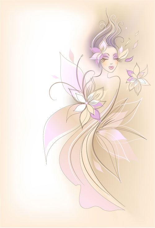 时尚女性插图矢量素材-1