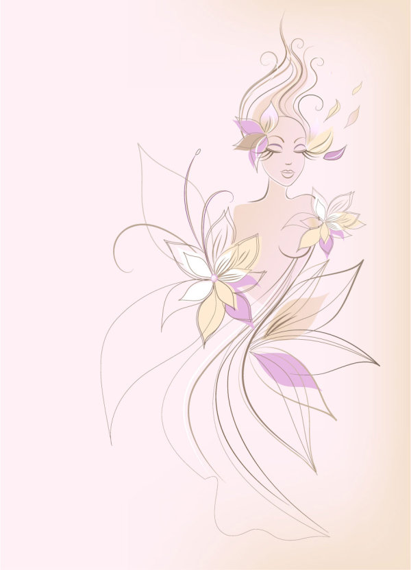 时尚女性插图矢量素材-2