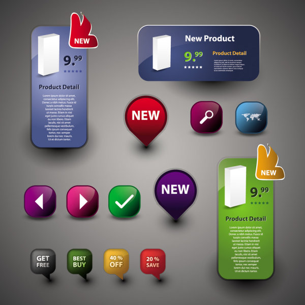 Exquisite icon button 01 - vector material