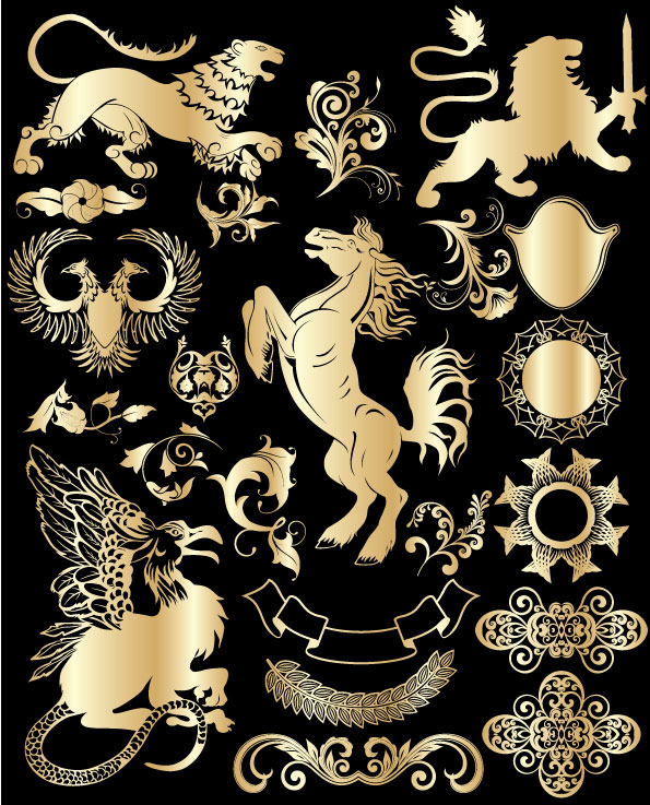 金色欧式潮流设计元素矢量素材-1