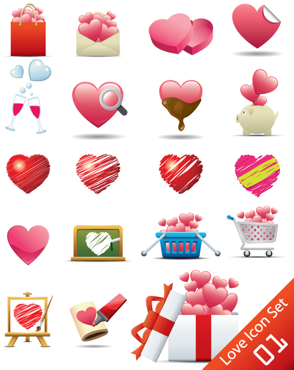 Romantic heart-shaped icon 02 - vector material