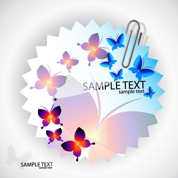 Stickers with butterflies vector material - 03