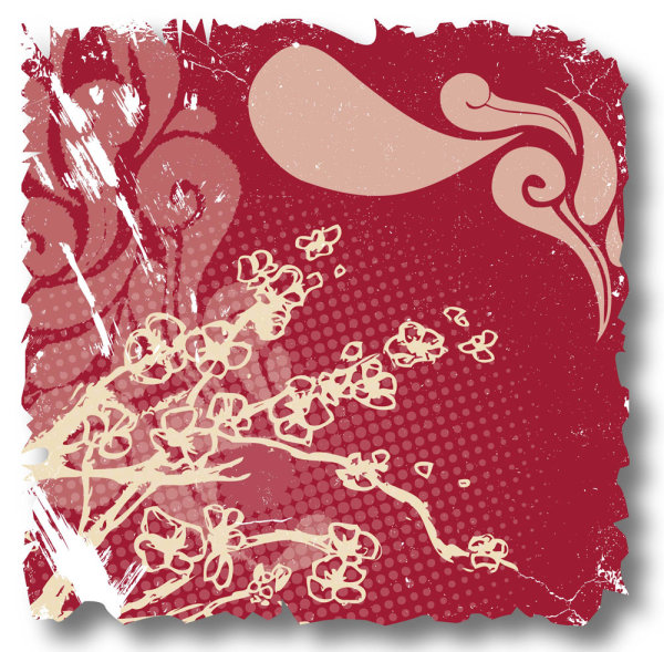 复古花卉卡01&mdash;&mdash;矢量素材