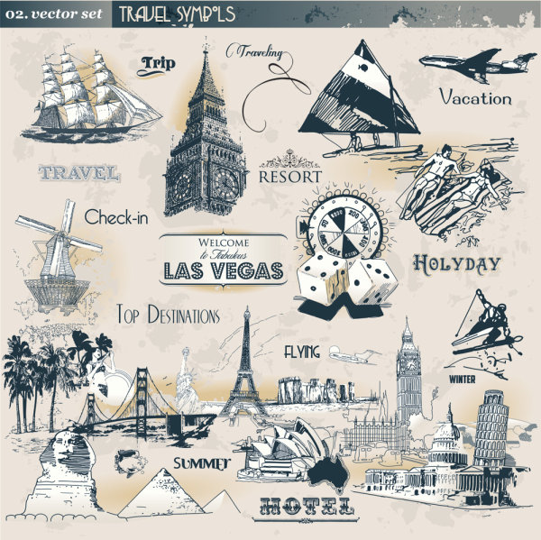 各国标志性建筑物&mdash;&mdash;矢量素材