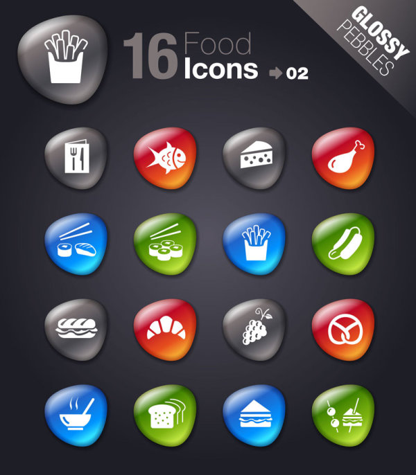 Smooth soft stone icon 02 - vector material