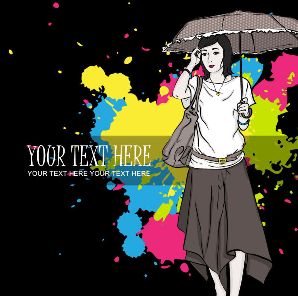 Fashion beautiful women 02 - vector material