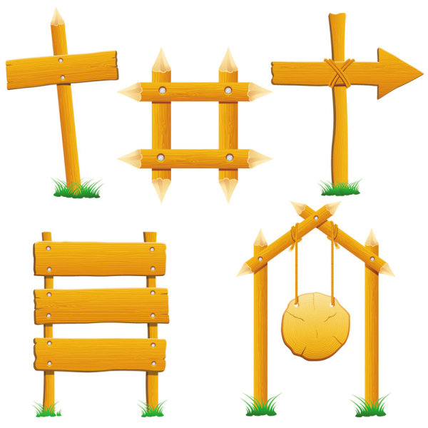 Wooden sign 01 - vector material