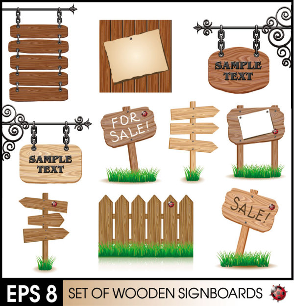 Wooden sign 02 - vector material