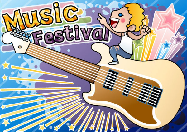 Cartoon Music illustrator 01 - vector material