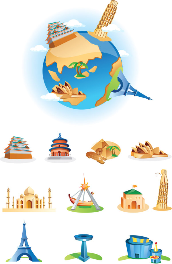 Cartoon landmark - vector material