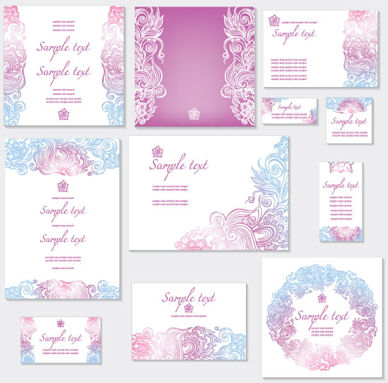 Floral card design 01 - vector material