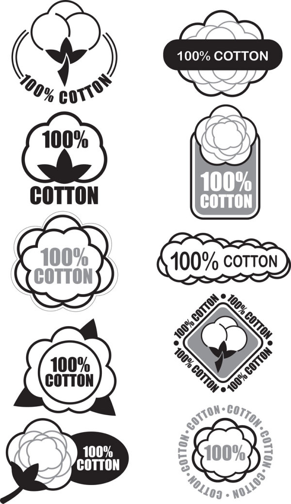 100% cotton label identifies 03 - vector material