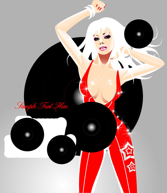 时尚健身美女&mdash;矢量素材