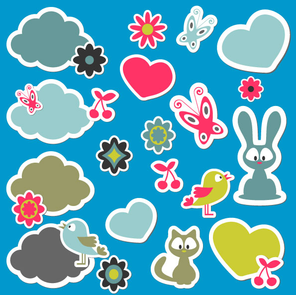 Cute cartoon label 04 - vector material