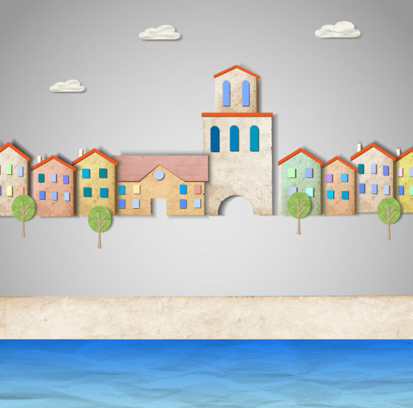 Exquisite collage picture 01 - vector material