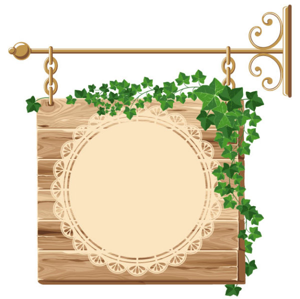 Exquisite wooden tag 01 - vector material