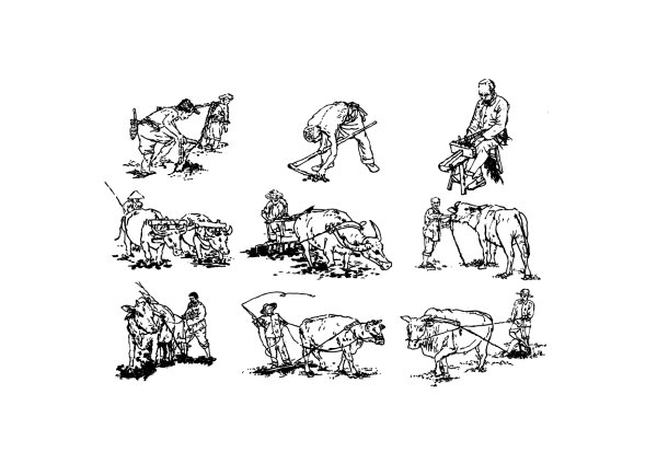 Farmers to cultivate line art map vector material