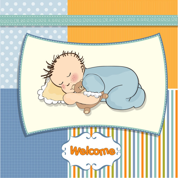 Cartoon Kids card 02 - vector material