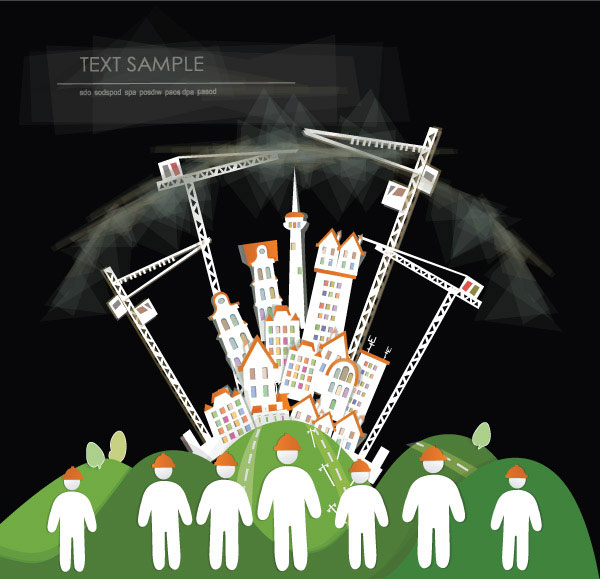 Cartoon urban theme vector material -4