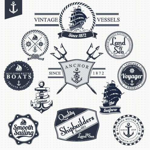 Classic sailing stickers 02 - vector material
