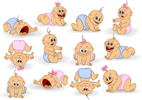 Cute cartoon baby 03 - vector material