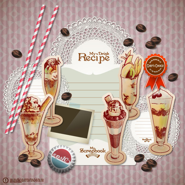 Hand-painted dessert stickers 01 - vector material