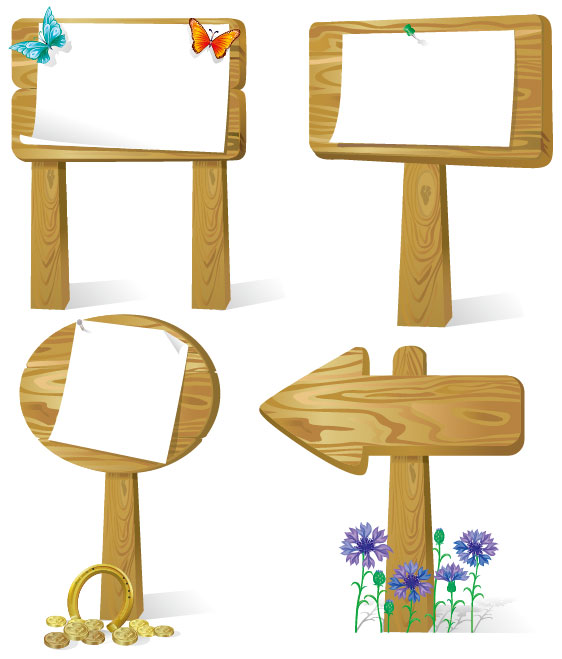 Wooden bulletin board 01 - vector material