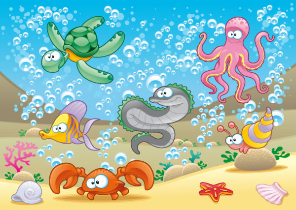 Cartoon marine animals 04 - vector material