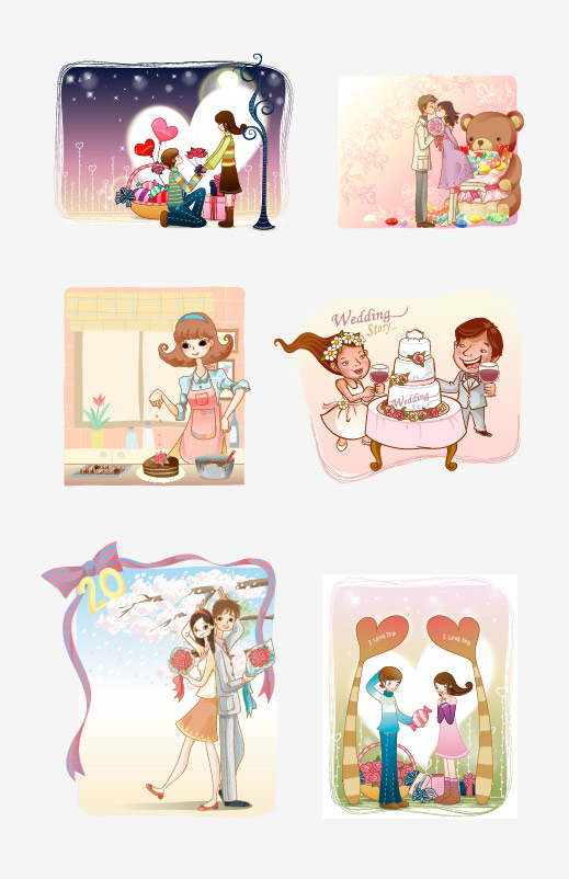 Cartoon couple 02 - vector material