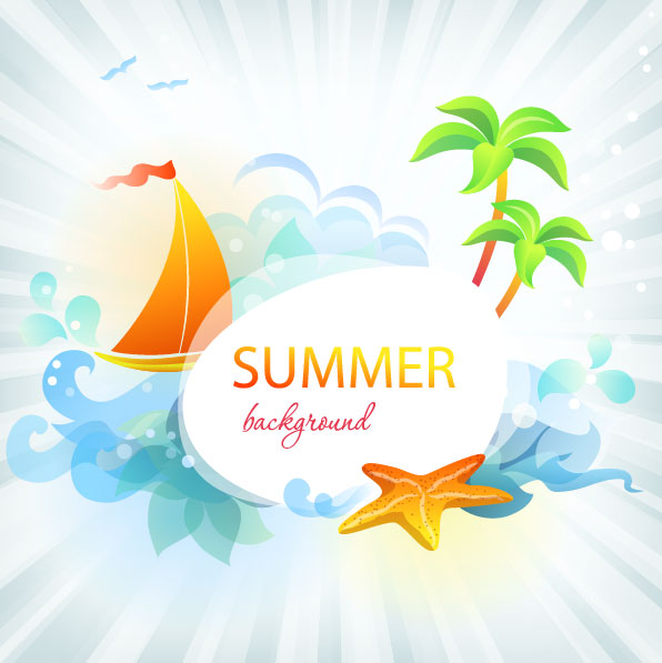 Summer beautiful card 03 - vector material