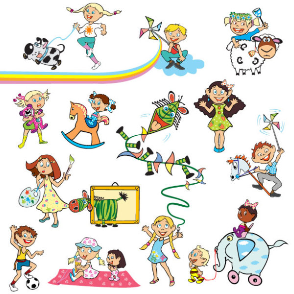 Cartoon Children 01 - vector material