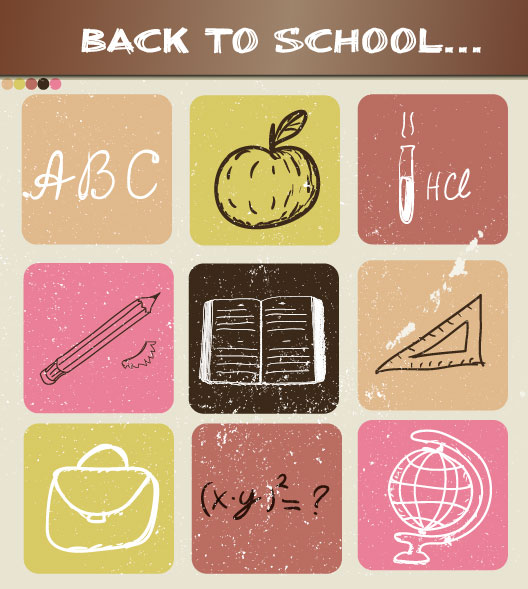 Hand-painted school supplies 02 - vector material