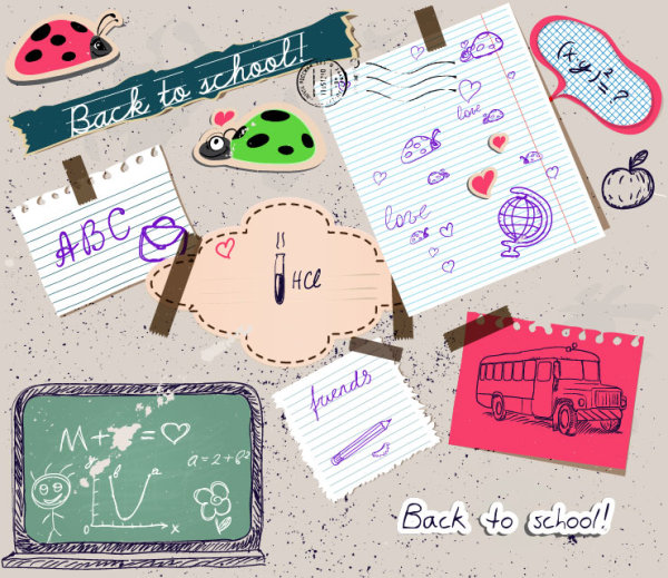 Hand-painted school supplies 03 - vector material