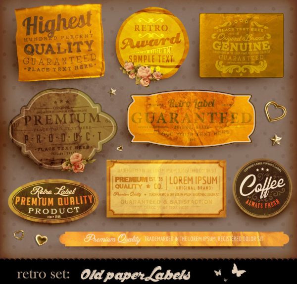 Classics label stickers 04 - vector material