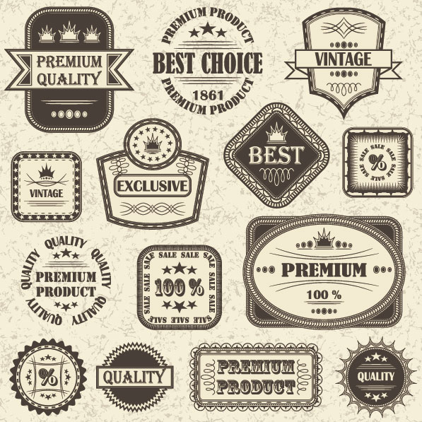 Retro label stickers 01 - vector material