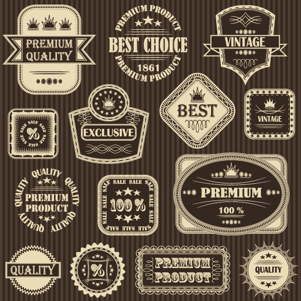 Retro label stickers 04 - vector material